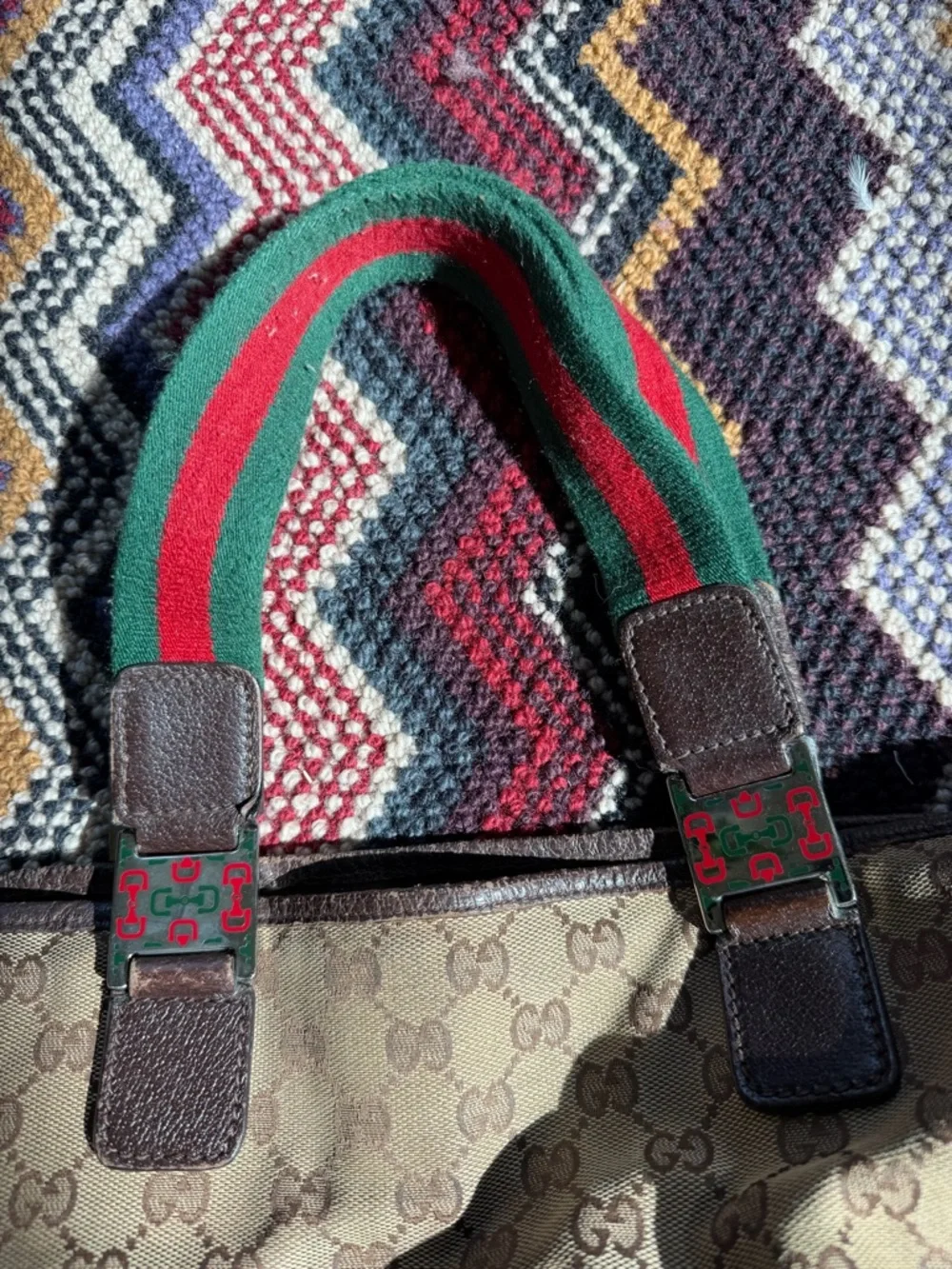 vintage Gucci GG canvas web stripe tote - Picture 3 of 10